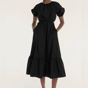 J.Crew Black Puff Sleeve Cutout Midi Dress Size 6